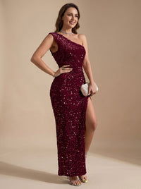 Seraphina | Glamorous and Dazzling One-Shoulder Party Maxi Dress