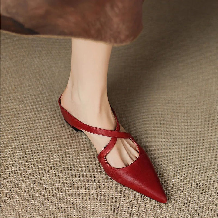 Camila | Mules eleganti e alla moda in pelle con cinturini incrociati