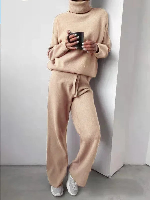 Marina | Elegante e raffinato completo lavorato a maglia a due pezzi con collo alto