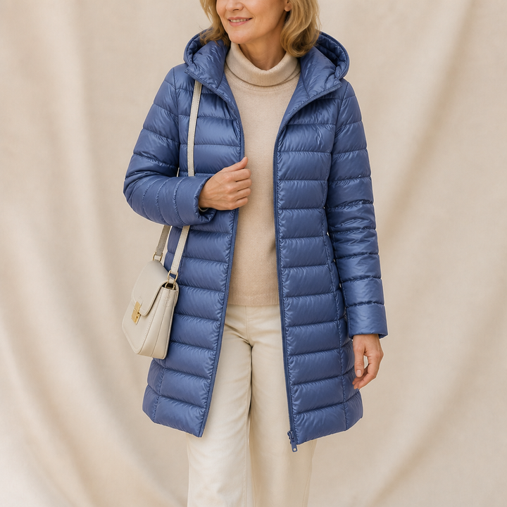 Veluna | Long Quilted Puffer Coat – Lightweight Warmth for Women