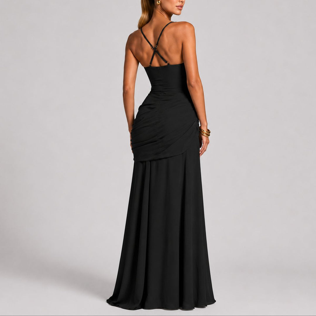 Sophia | Robe longue élégante et sophistiquée pour mariage d’automne