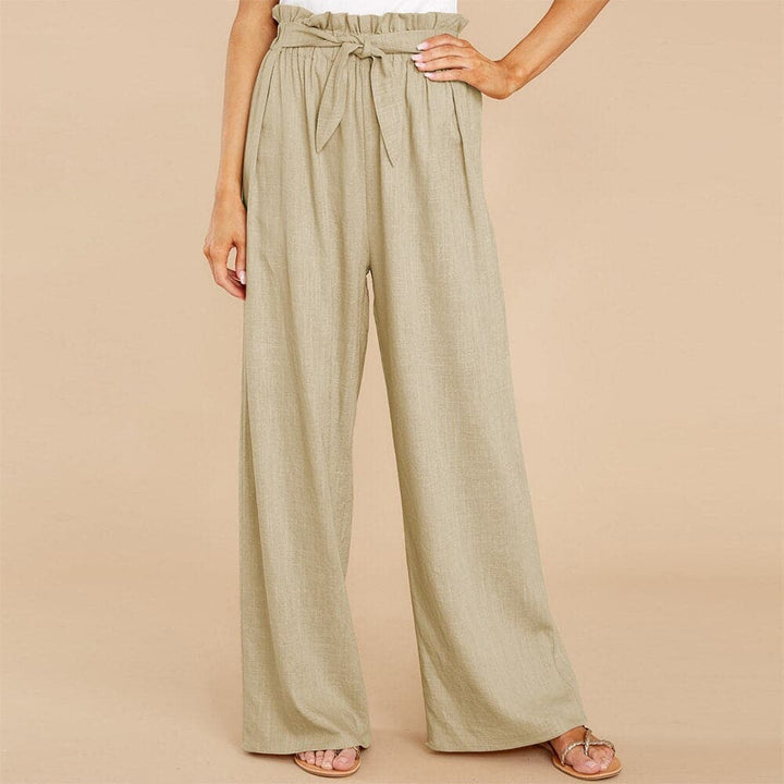 Madison | Leichte Hose mit hoher Taille, weitem Bein und Bindegürtel