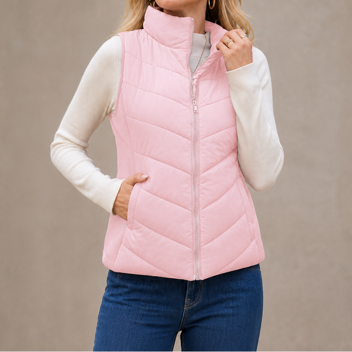 Layerly | Quilted Puffer Vest – Stand Collar Style for Women
