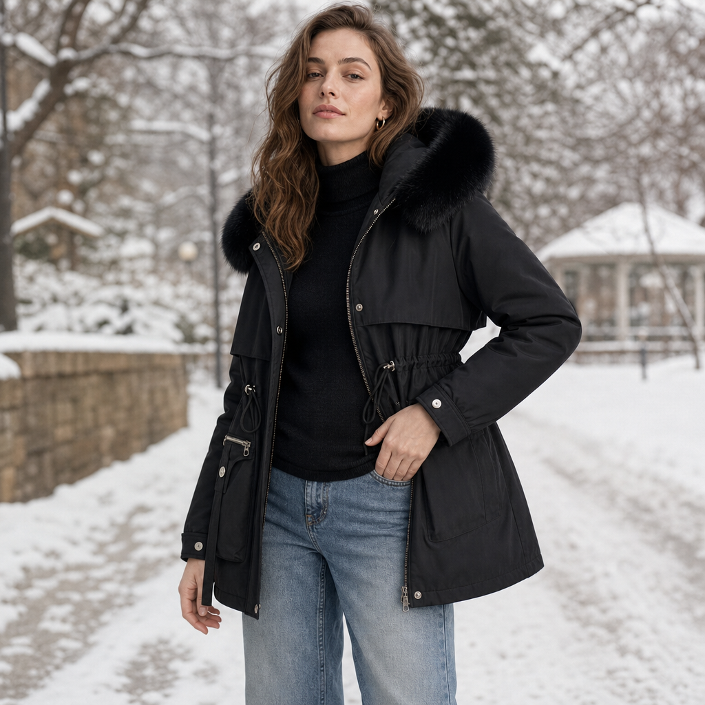 Duvella | Puffer Coat – Faux Fur Hood Double-Layered Insulation for Women