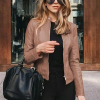 Stella | Elegant and Versatile Women's Cropped Leather Jacket