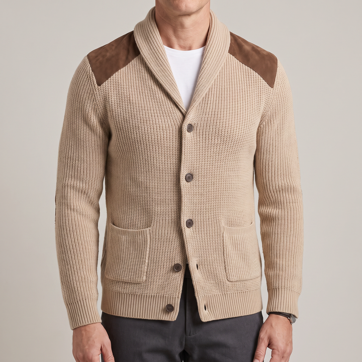 Davenport | Knitted Blazer with Unique Suede Accents for Men