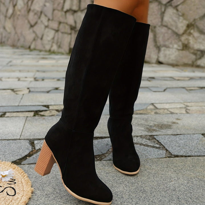 Madison | Bottes western à tige large, aspect suède et hauteur genou