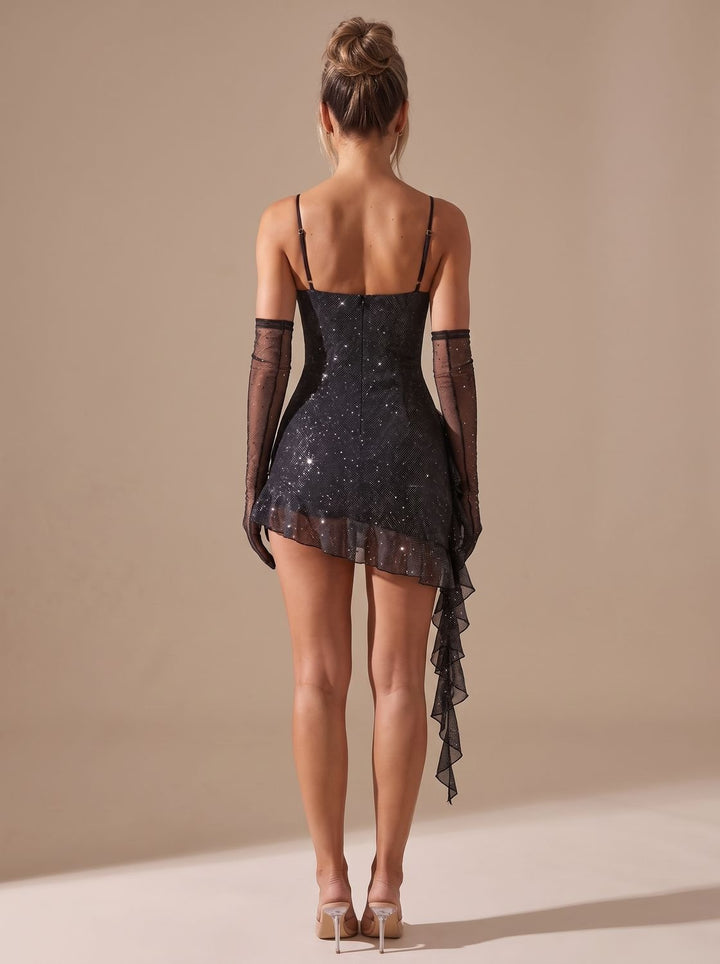 Charlotte | Mini Party Dress – Glitter Ruffle Style for Women