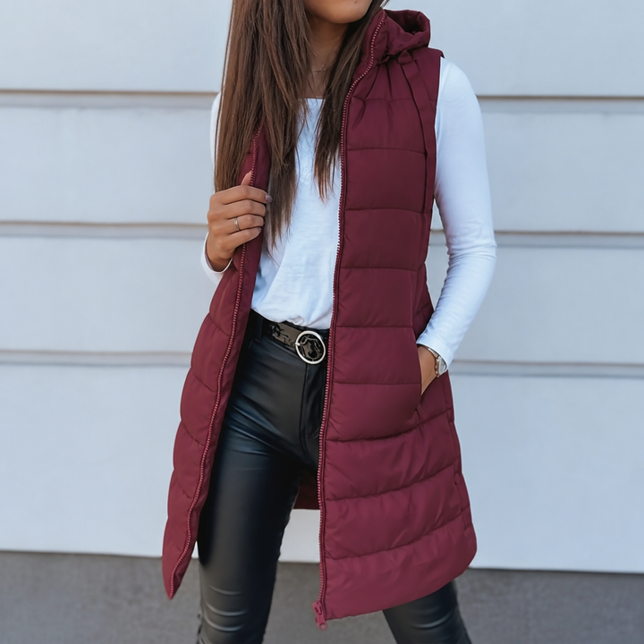 Wearbella | Longline Puffer Vest – Sleek Sleeveless Style for Women
