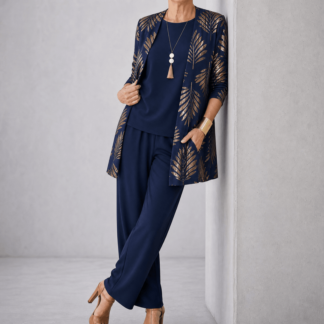 Trielle | Wide-Leg Pantsuit Set – Elegant 3-Piece Outfit for Women