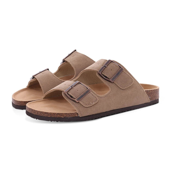 Isabella | Mules in camoscio eleganti e comode con suola in sughero