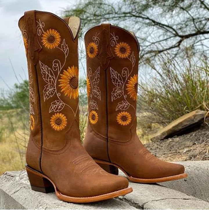 Rosalie | Stivali da cowboy eleganti e vivaci con motivo floreale