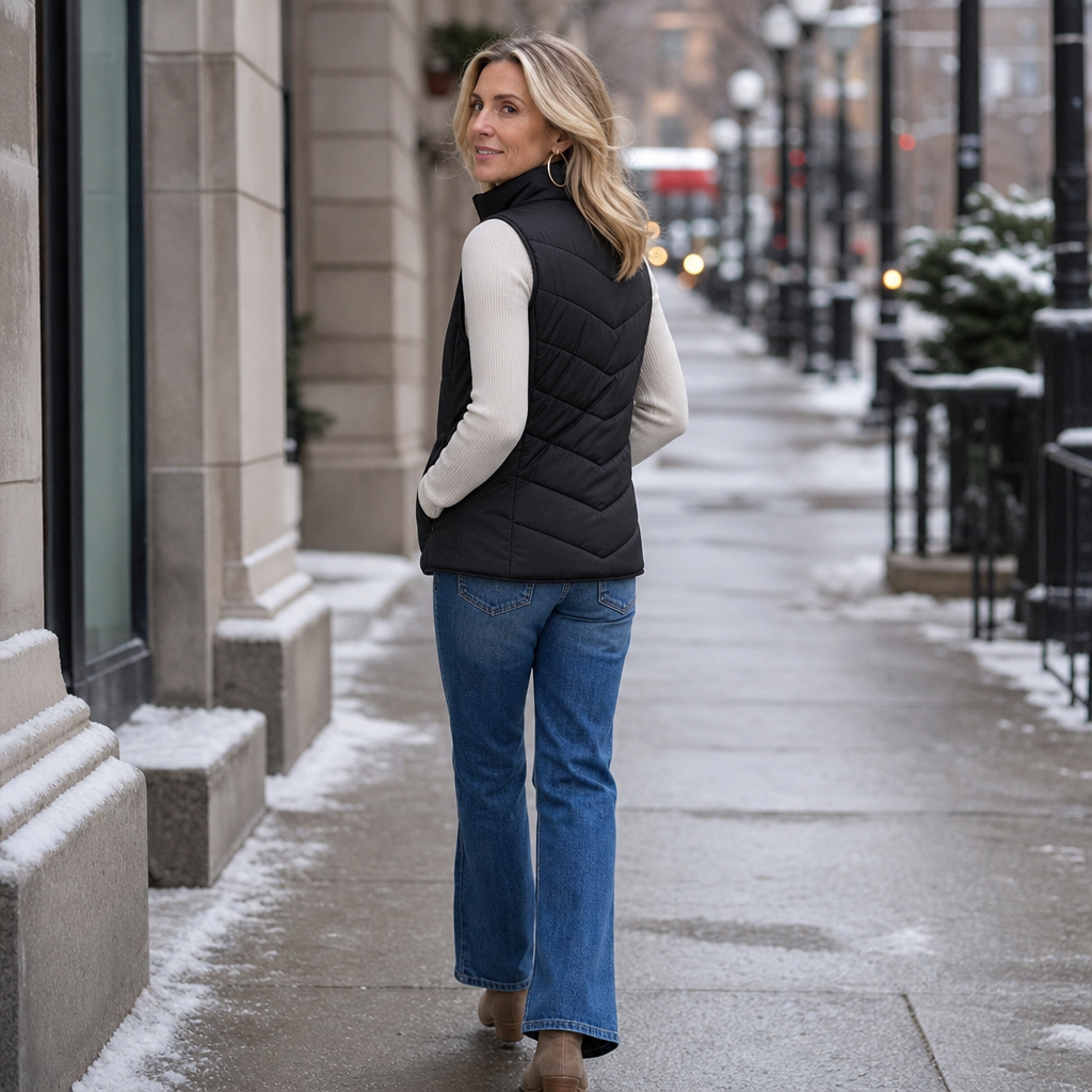 Layerly | Quilted Puffer Vest – Stand Collar Style for Women
