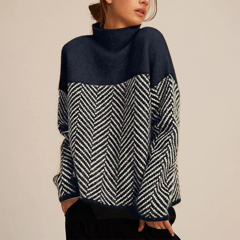 Naomi | Elegant And Cozy Chevron Turtleneck Sweater