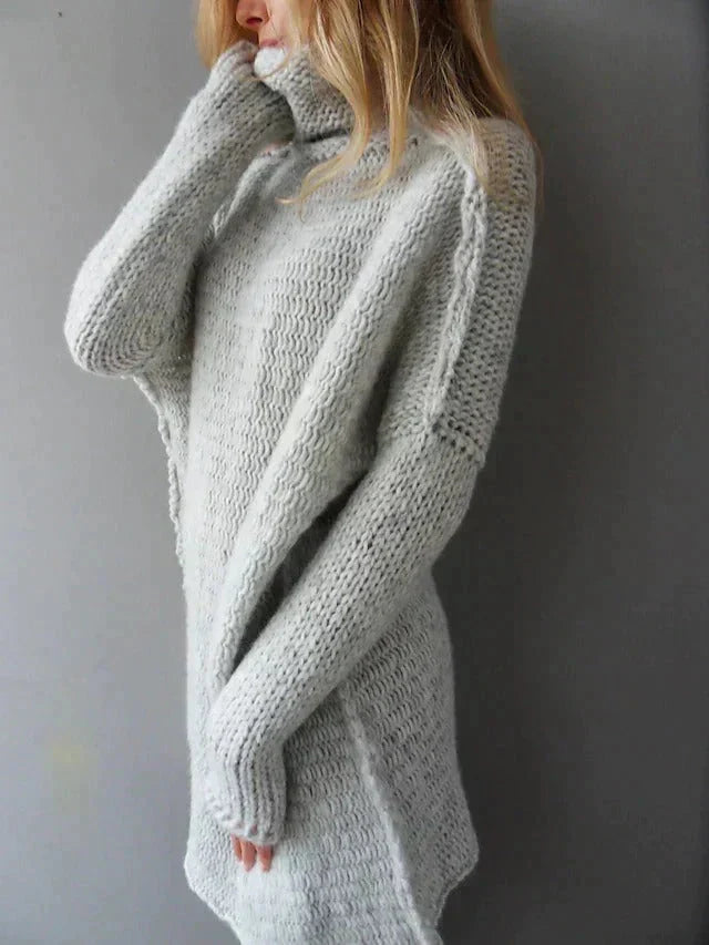 Evelyn | Turtleneck Sweater – Cozy Gray Knit for Women