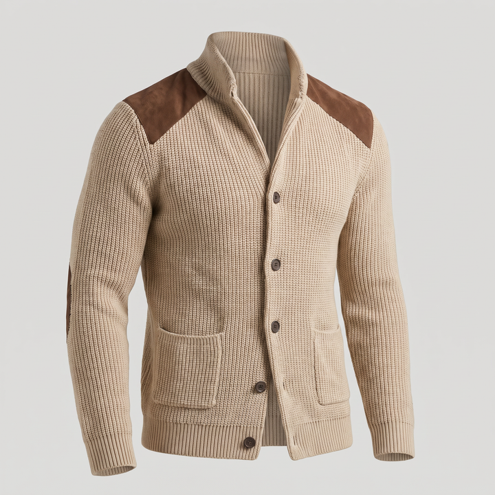 Davenport | Knitted Blazer with Unique Suede Accents for Men