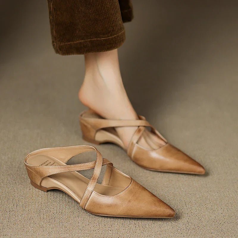 Camila | Mules eleganti e alla moda in pelle con cinturini incrociati