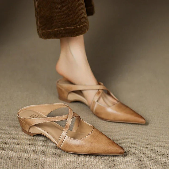 Camila | Mules eleganti e alla moda in pelle con cinturini incrociati