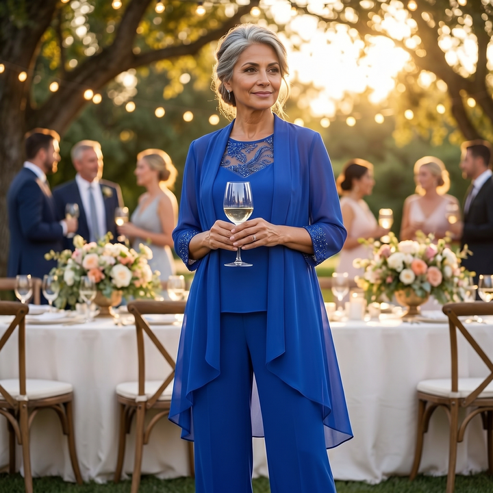 Bronte | Women's Three-Piece Pantsuit – Elegant Chiffon Set