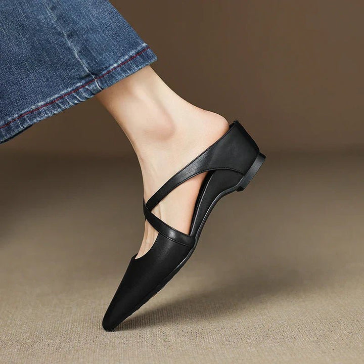 Camila | Mules eleganti e alla moda in pelle con cinturini incrociati