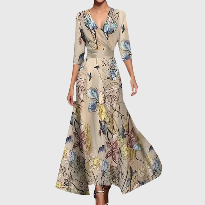 Mira | Robe longue fleurie audacieuse et féminine à manches longues