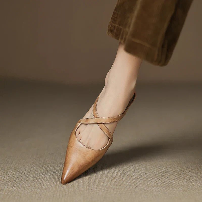 Camila | Mules eleganti e alla moda in pelle con cinturini incrociati
