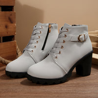 Emma | Bottines élégantes à lacets et talon bloc avec semelle crantée