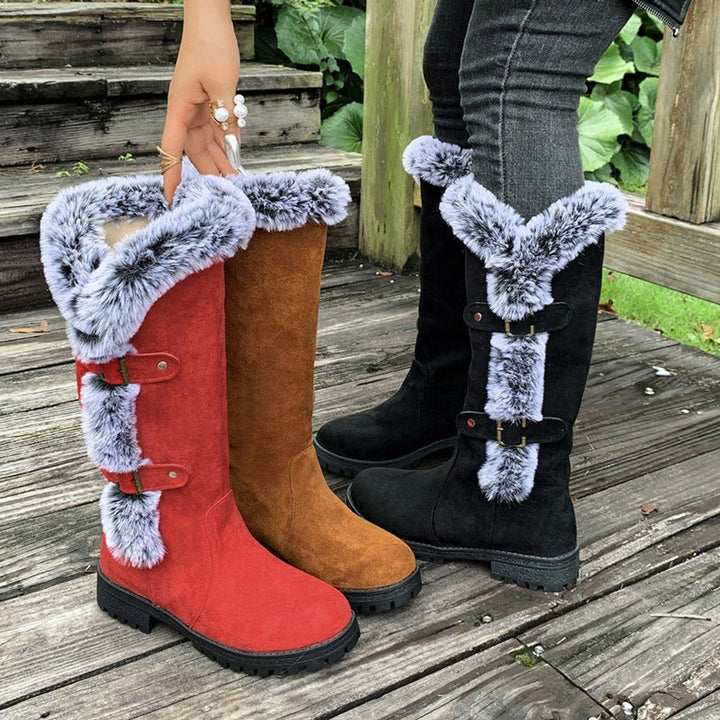 Chloe | Bottes chaudes et tendance bordées de fourrure, hauteur genou
