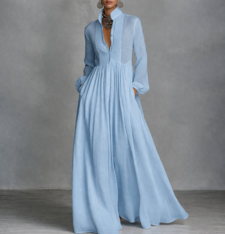 Jessika | Abito lungo elegante e versatile, fluido e in stile chemisier