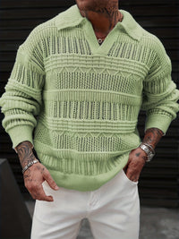 Alistair | Lightweight Open-Weave Collared Knit Sweater