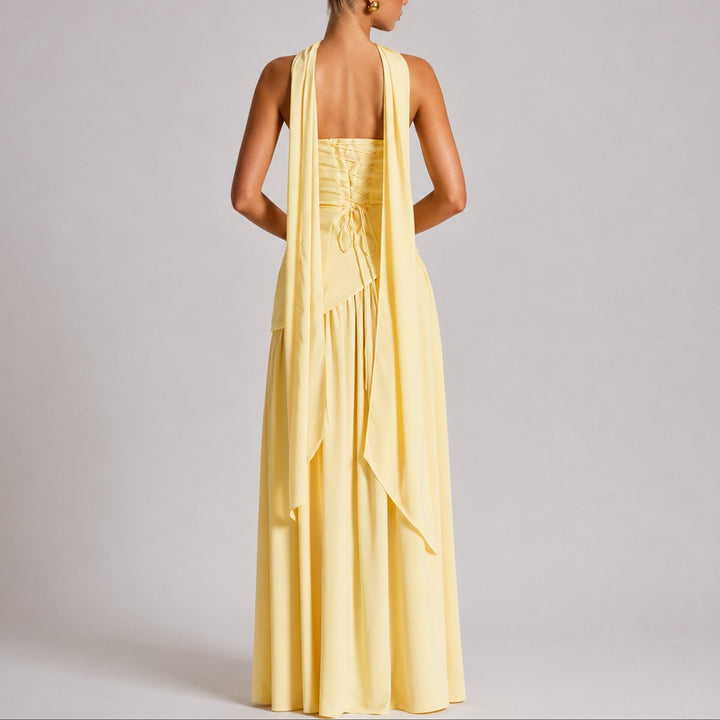 Sophia | Elegante abito lungo da cerimonia autunnale senza spalline