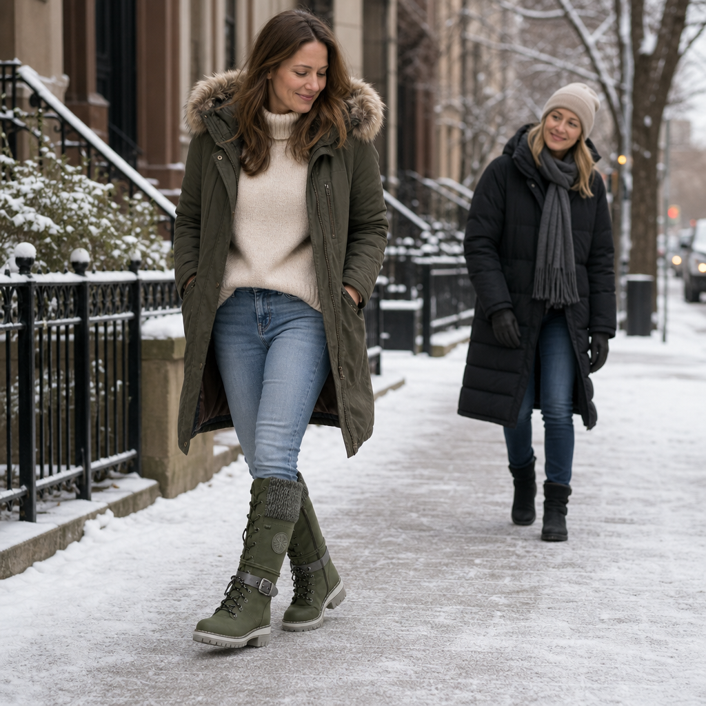 Snowbella | Knee-High Winter Boots – Side-Zip Design for Women