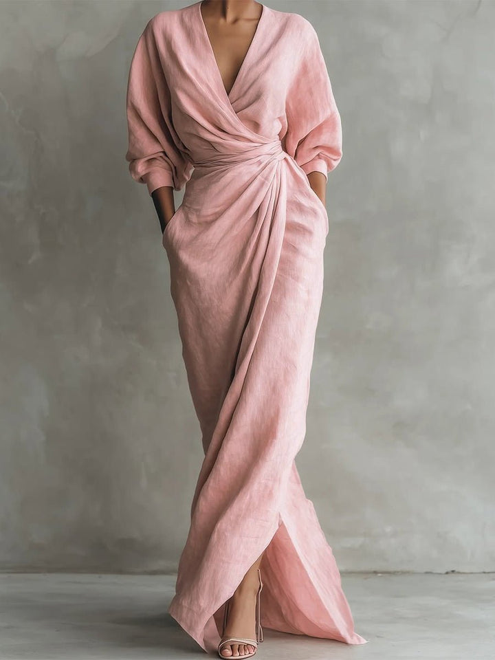 Rosalie | Robe longue portefeuille élégante et confortable à manches longues