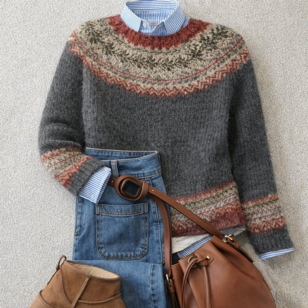 Sophie | Warm and Relaxed Nordic Pattern Knitted Sweater