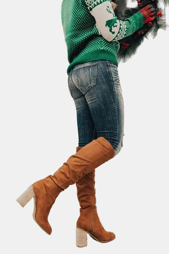 Sophie | Bottes modernes et confortables à talon bloc extensible, hauteur genou