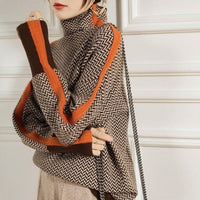 Freya | Bold And Stylish Houndstooth Turtleneck Sweater