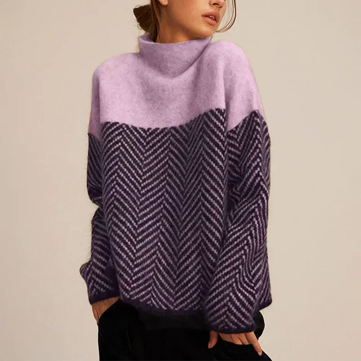 Naomi | Elegant And Cozy Chevron Turtleneck Sweater