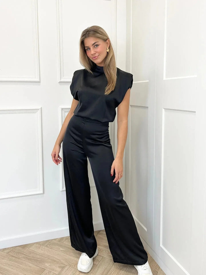 Clara | Satin Jumpsuit – Elegant Wide-Leg Design for Women