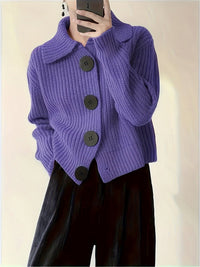Hazel | Rich Ribbed Knit Sweater with a Refined Folded Collar