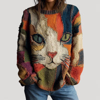Elise | Playful and Colorful Cat Motif Knitted Sweater