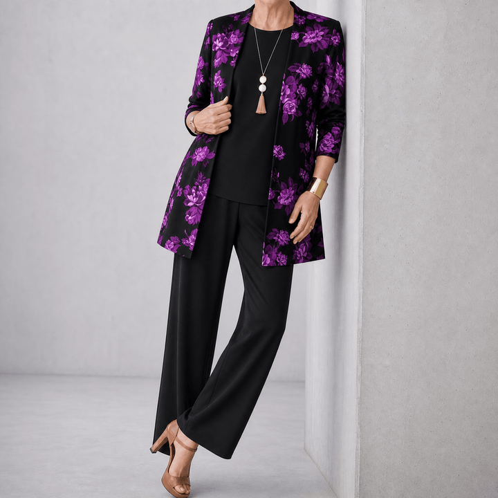Trielle | Wide-Leg Pantsuit Set – Elegant 3-Piece Outfit for Women