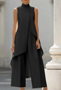 Annika | Asymmetrical High Neck Sleeveless Two-Piece Set