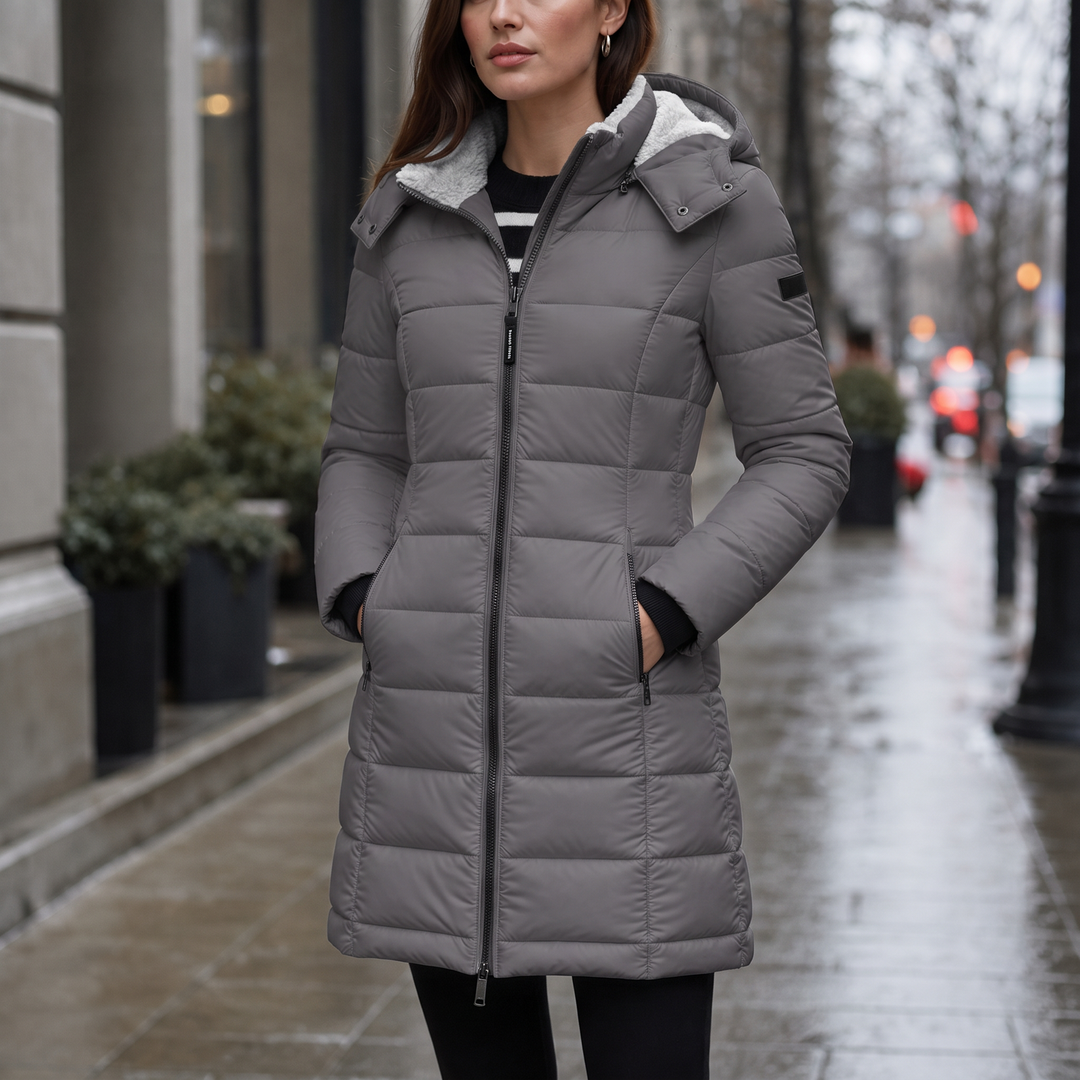 Wearbella | Mid-Length Puffer Jacket for Women with Hood