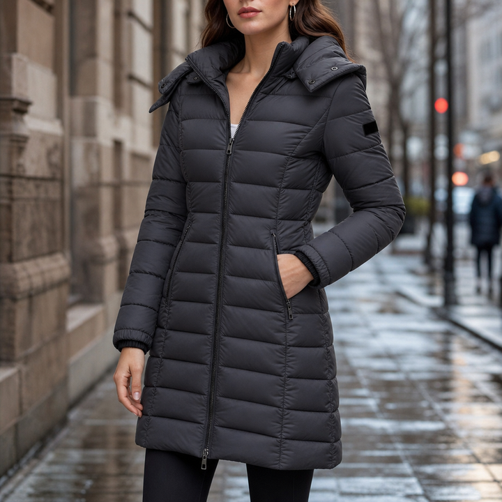 Wearbella | Mid-Length Puffer Jacket for Women with Hood