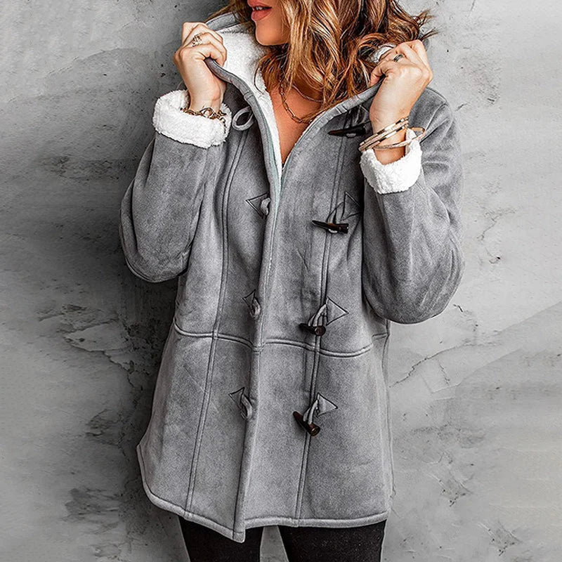 Plushbelle | Faux Shearling Hooded Winter Coat – Warm and Stylish