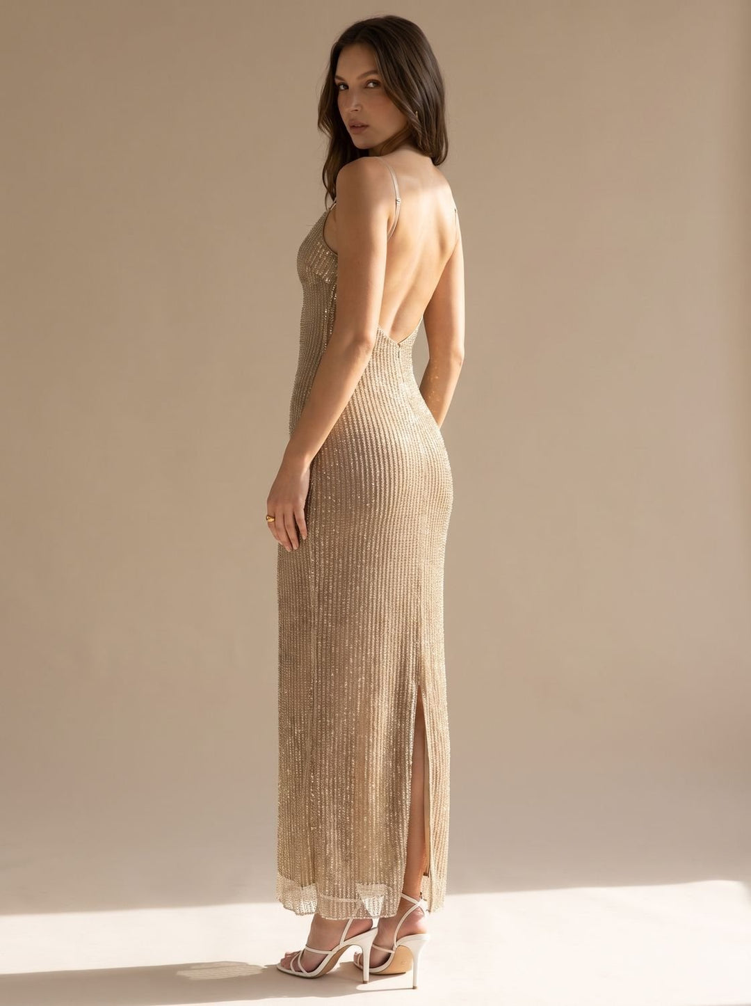 Grace | Bodycon Maxi Dress – Glamorous Gold Glitter Style for Women