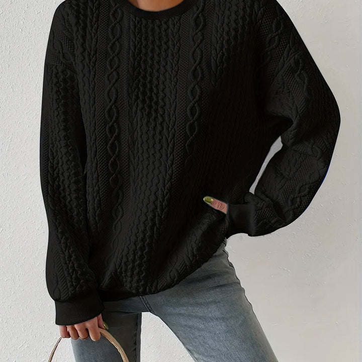 Jovial | Textured Cable-Knit Sweatshirt – Cozy Comfort for Women