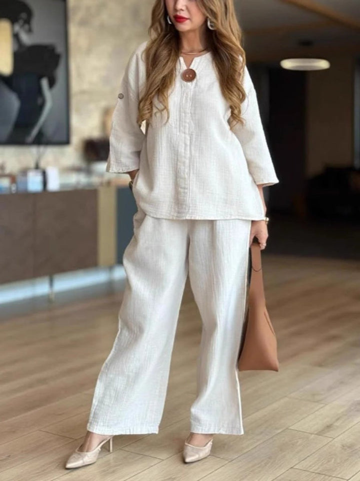 Julia | Completo due pezzi con tunica elegante e pantaloni a gamba larga