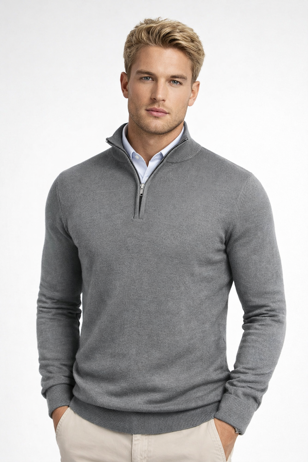 James | Modern and Casual Half Zip High Neck Sweater