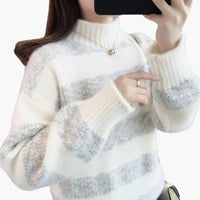 Grace | Classic And Stylish Striped Knit Turtleneck Sweater